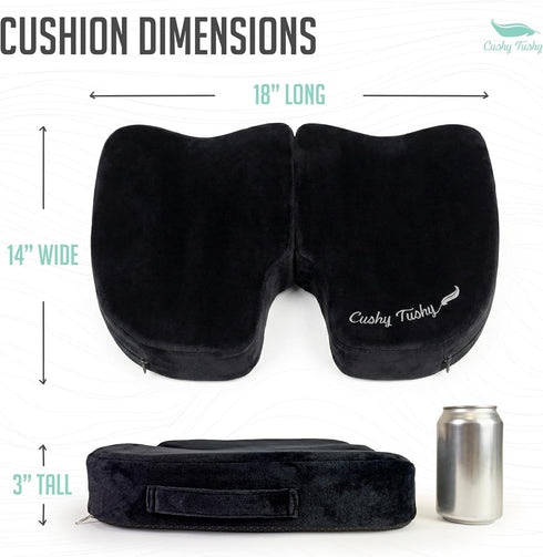 Tailbone Cushy Tushy Premium Foldable Travel Seat Cushion - for Relief of Lower Back, Sciatic, Butt and Pain - for Home
