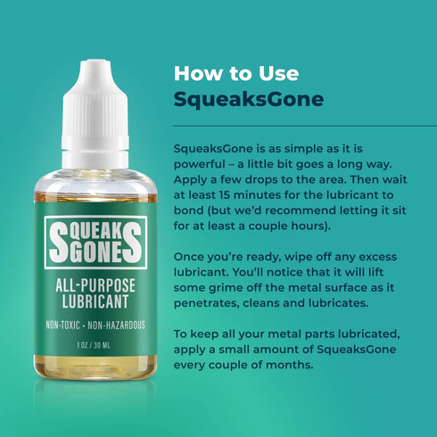 1 oz PlanetSafe Lubricants SqueaksGone Lubricant - - Squeak Fix - Hinge Oil/Garage Door Lubricant - Sewing Machine