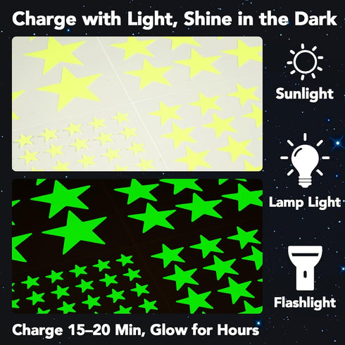 AOWDIAO 630Pieces (4Sizes) Glow in The Dark Star Stickers Luminous Ceiling & Wall Decor for Kids Bedroom, Nursery