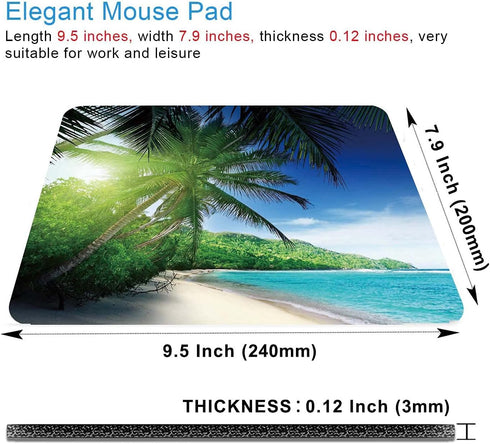 Beach in Sunset Mouse Pad, Non-Slip Rubber Base Wireless Gaming Mouse Pads for Computers, Cute Designs for Women.
