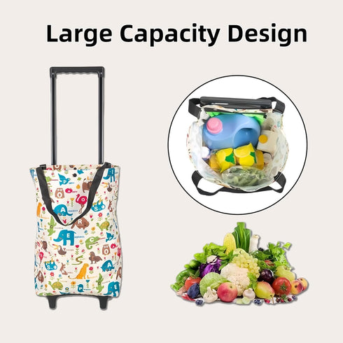 YORJLBK Portable Shopping cart Foldable with Wheels,Folding Shopping Cart Tote Bag Trolley Grocery Carts for Outdoors