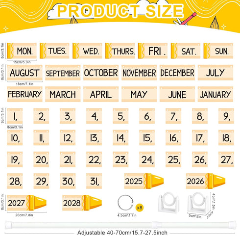 Yewfold 54 Crayon Flip Calendar for Classroom with Adjustable HolderFlip Calendar with Date Cards for Home Elementary