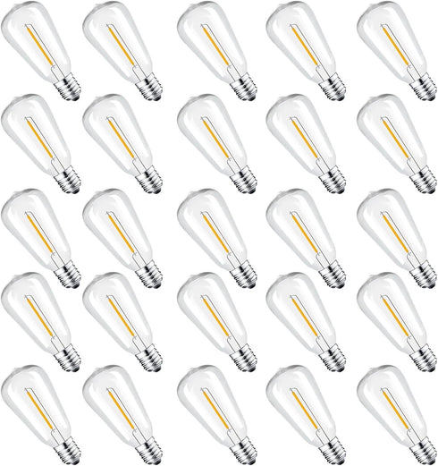 25 Packs ST38 LED Edison Bulbs, 0.6W E12 Base Small Vintage Light Bulbs, Equivalent to 7W Incandescent, 2700K Warm
