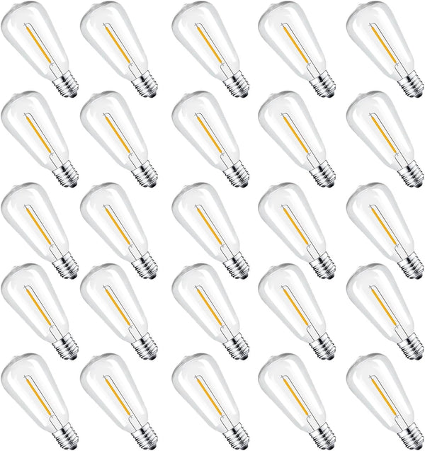 25 Packs ST38 LED Edison Bulbs, 0.6W E12 Base Small Vintage Light Bulbs, Equivalent to 7W Incandescent, 2700K Warm
