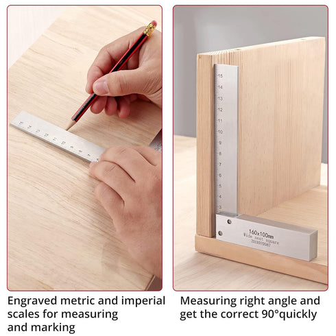 4PCS 2, 3, 4 6 inch 90-Degree Set XUNTOP Machinist Square and Squares Combinations, Right Angle Engineer Hardened Angle