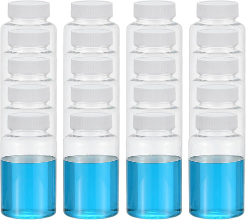 PATIKIL 20 Pcs 250ml Reagent Bottles, PET Wide Mouth Round Bottles with Screw Cap for Lab Storage
