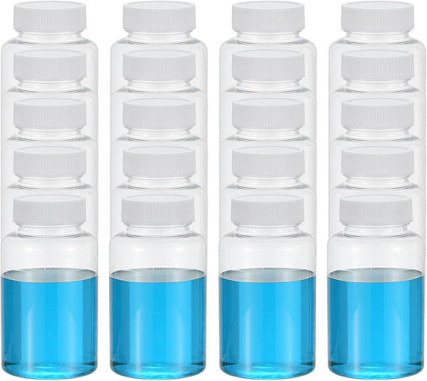 PATIKIL 20 Pcs 250ml Reagent Bottles, PET Wide Mouth Round Bottles with Screw Cap for Lab Storage