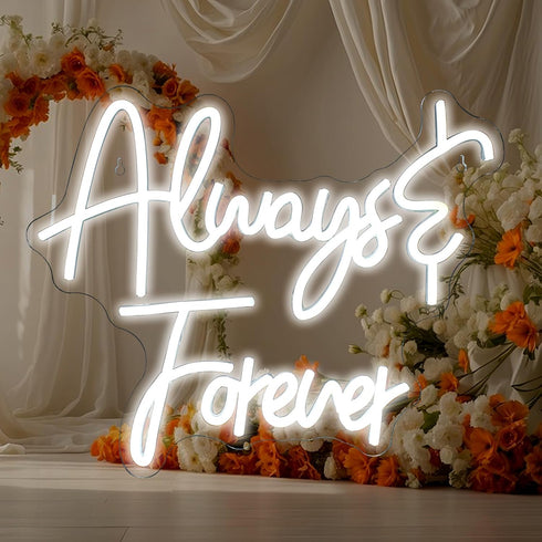 Ineonlife Always Forever Neon Sign for Wall Decor Love Oh Baby White
