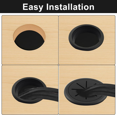Jiozermi 4 2 Inch Grommet, Grommet Pcs Black Desk Plastic Desk Hole Cover for Cables, Wire Cable Cord Organizer