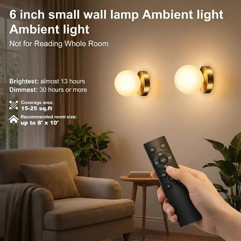 JDCQKHA Dimmable 5200mAh Battery Operated Wall Sconce, Wireless Gold Wall Lamp with Rechargeable Battery, Portables
