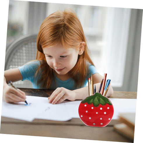 Set 2pcs Veemoon Strawberry Pen Holder Cute Desktop Storage Multi-functional Stationery Organizer for Office and Makeup