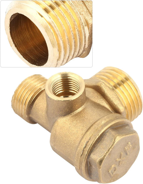 3-Way Air Compressor Valve Male Threaded Non-Return Check Valve, Brass Tube Connector Tool, 3 Port Spare Parts