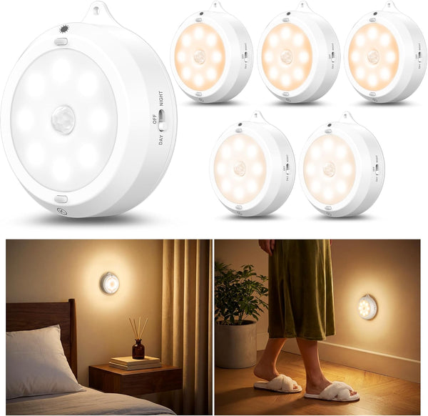 YiaMia Motion Sensor Under Cabinet Lights - 6 Pack, Indoor Smart Sensor