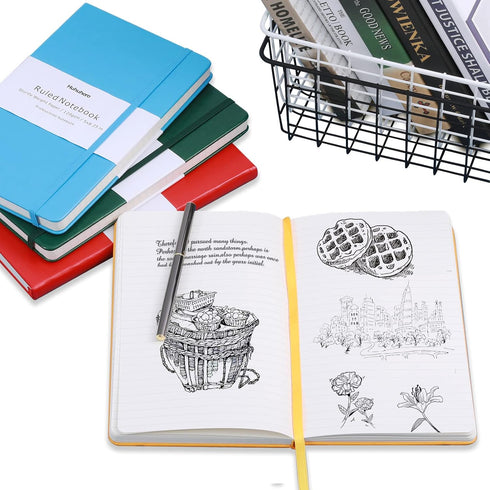 Huhuhero Notebook Journal, Lined Ruled Journal, Hardcover 120Gsm Premium Thick Paper, Faux Leather Notebook,