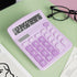 Cute Purple Desktop Calculator with Big Buttons, Dual Power Source, Large Display Screen for Office and Students, Purple