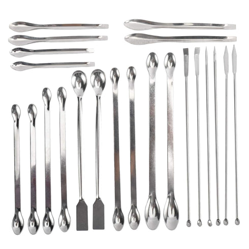 22 Pieces Steel Lab Spatula Micro Scoop Set, Tiny Mixing Spatula for Laboratory Sampling Spoon