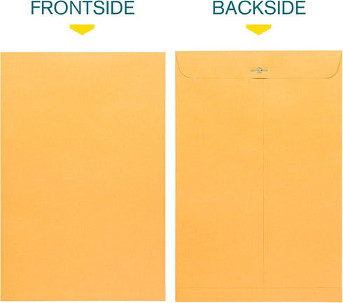 EnDoc 10 x 15 Clasp Envelopes, 10 Pack Brown Kraft Mailing Gummed Seal, 28lb Heavyweight for Home, Office