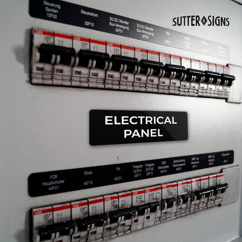 Electrical Panel Sign, Durable ABS Plastic with Full Adhesive Backing, 2x6" Sign for Door or Wall