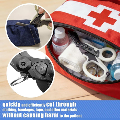 X.I. Products 6 1 in Multifunctional Trauma Shears Foldable with Strap Cutter | Heavy Duty Stainless Steel Emergency