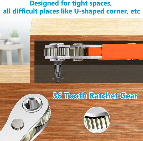 Mini Ratchet Wrench, Right Angle Phillips Magnetic Screwdriver for Tight Spaces, 1/4" Drive Offset