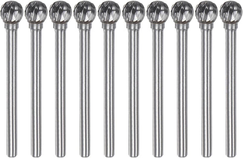 10pcs Carbide Rotary Burrs, 1/8" (3mm) Shank, 1/4" (6mm) Head for Metal Wood Polishing