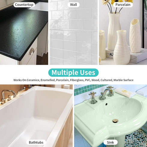 35oz, Countertop 50-55sq.ft Tub and Tile Refinishing Kit Low Odor Paint, Shower Sink Paint for Bathroom Kitchen