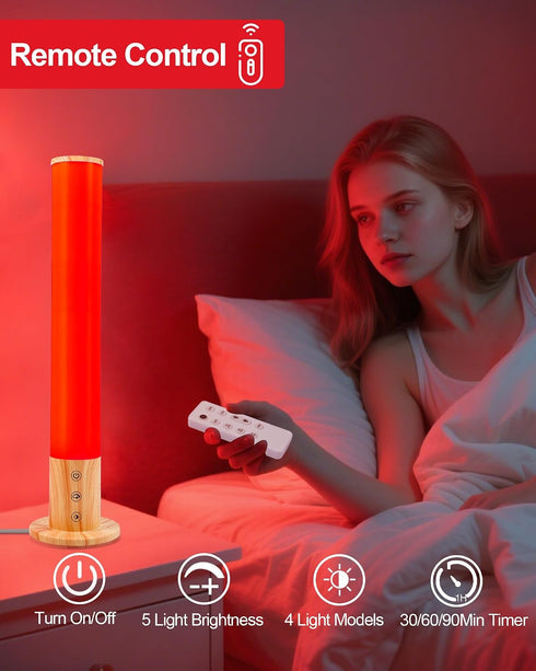 670nm Red Light Night Light Lamp for Sleep GlowPillar Red Nightlight Desk Lamp with Wavelength Multi-Color
