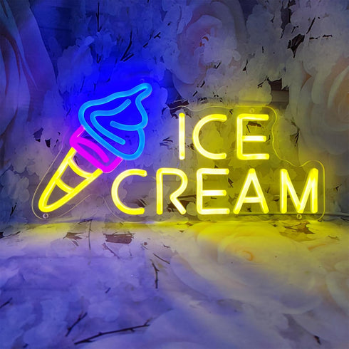 15.7"" 7.8"" Ice Cream Neon Sign Ice Cream Light Ice Cream Signs for Business, Ice Cream Bar Sign Decor for Drinking