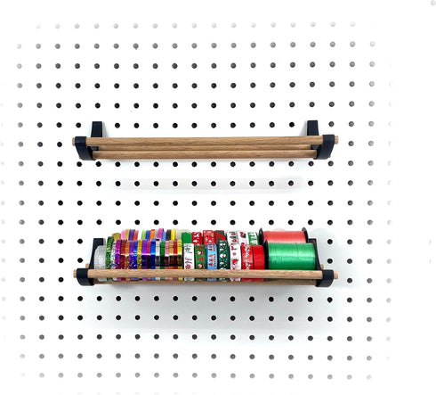 PEGGY Pegboard Tape and Ribbon Organizer, Accessory Hook and Dowel Storage for Crafts and Hobby, 12in Kit