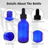 48 Pack 2oz Cobalt Blue Glass Bottles with Eye Droppers for Essential Oils, Perfumes & Lab Chemicals, Labels &