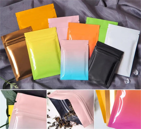 IRTGFHJE 100PCS Packaging Black,15x22cm (5.9x8.7in)) Flat Lock Bags Matte Flat Aluminum Foil Ziplock Bag DIY Matcha