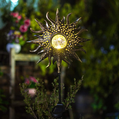 TAKE ME Sun Solar Lights Outdoor Waterproof Metal Garden Stakes for Patio Yard Walkway LawnPatio Mothers Gifts Mom Wife