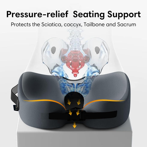 ModReve Tailbone, Large Memory Foam Seat Cushion for Office Chair, Car, Desk, Truck & Wheelchair - Coccyx & Sciatica