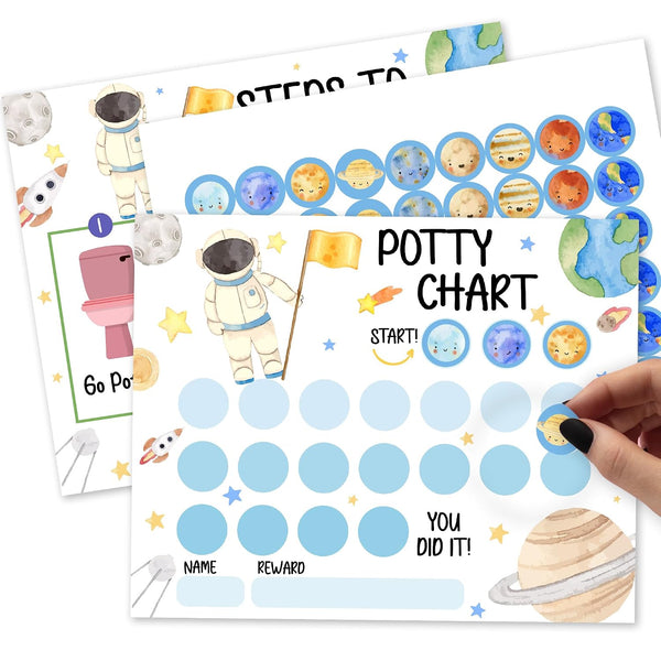 APIILVPQ Outer Space Potty Training Chart with Reward Stickers, 10 Potty Chart for
