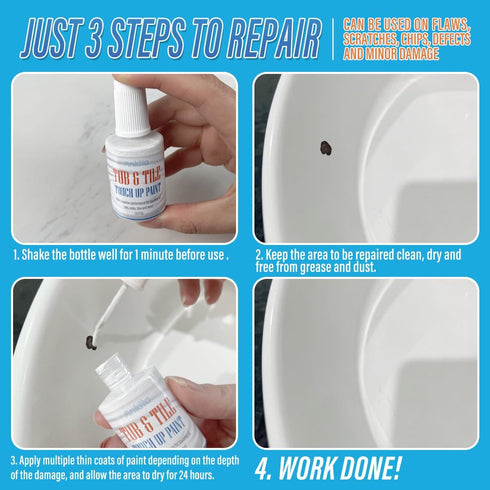 Specialty Tub and Tile Paint, High-Gloss White Quick-Dry Porcelain Paint for Tubs, Tiles, and Sinks