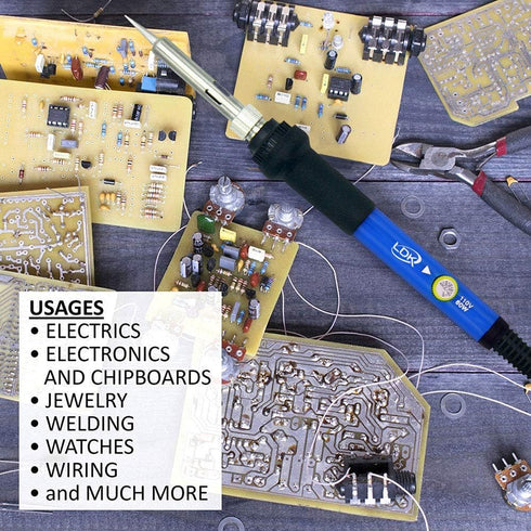 LDK Soldering Iron Kit, Electric Gun Welding Tools with ON/OFF Switch, 30g Solder & 5pcs Tips