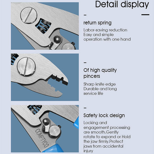 2 pcs 3 Hole Fiber Stripper - Stainless Steel CFS-3 Fiber Optic Stripping Tool with 6" Handle, Blue