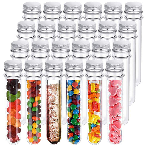 24 PCS Plastic Test Tubes, 45ml Clear Test Tube with Caps for Candy Storage, Party, Decoration, Lab
