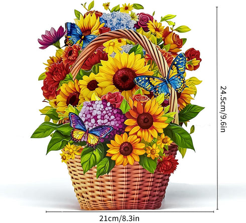 Butterflies,3D Pop Up Birthday Cards Yellow Sunflowers Forever Bouquet Greeting Card for Women Wife Girlfriend Mom