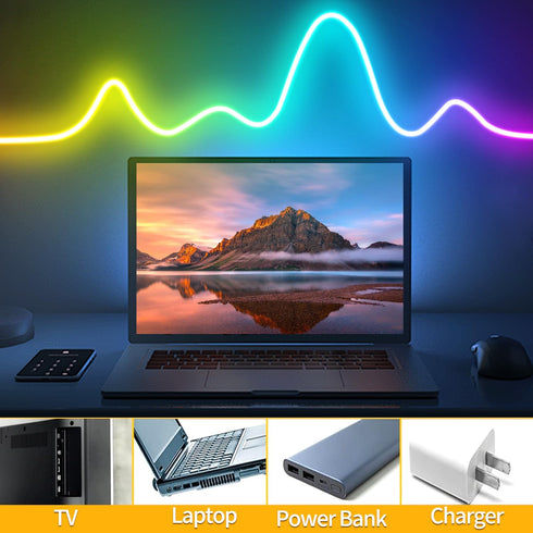 Yeewhale Lights3.3ft Lights5V ControlIP65 LED Neon USB Powered LED Strip Color Changing Rope Light with APP Waterproof