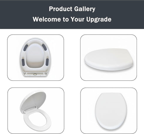 MinSha 17 Inch V/O-Shape Round Toilet Seat with Soft Close - Heavy Duty O-Shape PP Plastic Toilet Seat Replacement |