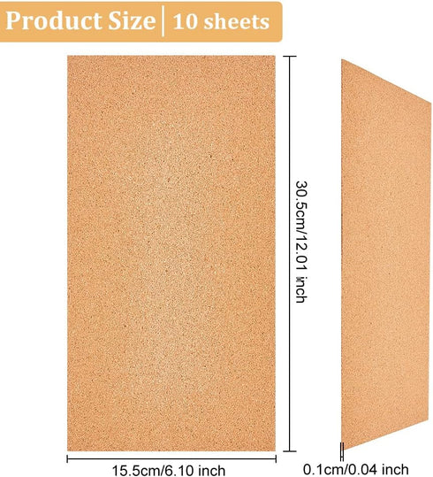 OLYCRAFT 10 Sheets Cork Sheets 12x6.1 Inch Thin Cork Roll 1mm Thick Brown Cork Board Rectangle Cork Tiles Cork Mats for Coaster Placemat Kitchen Dining Hall DIY Crafts Supplies by OLYCRAFT