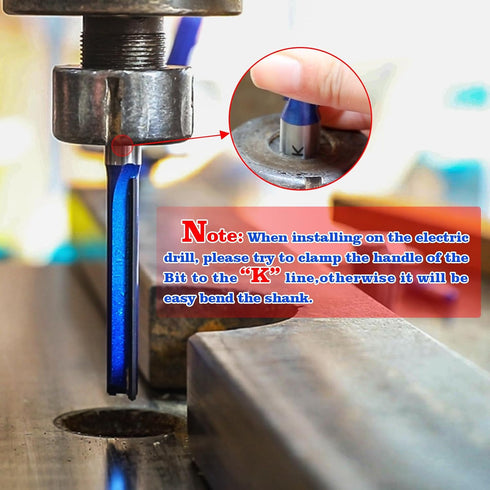 3Pcs Set 1/2 2",2-1/2",3" Length,1/2" Extra Long Straight Router Bit Shank, Carbide Tipped Double Flute Straight Bit
