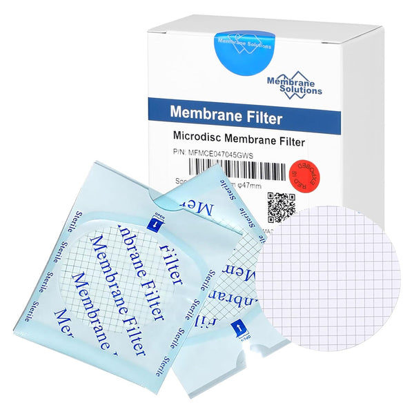 Membrane Solutions MCE Gridded Membrane Filter - Sterile Individual Pack Membrane Disc Filter, 47 mm Diameter, 0.45 um