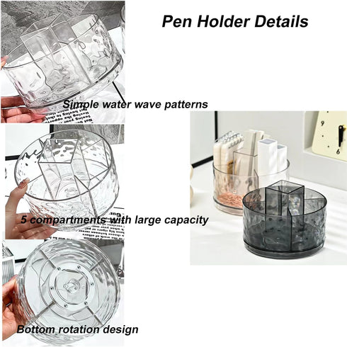 Rotating Pencil Holder, Desk Organizer with Multi-Compartment Design for Home Offices and Classroom Supplies