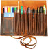 Jaald Genuine Leather Pencil Roll Brush Case - Vintage Pen Holder Organizer for Students, Artists, and Writers