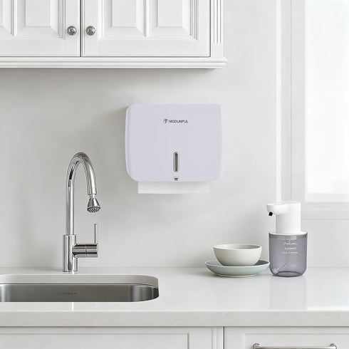 Paper Towel Dispenser Wall Mount: No Drill Adhesive Z-fold Multifold Paper Towel Dispenser, Compact Design for Family