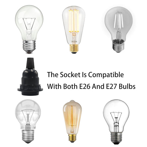 Runseaway 4Pcs E26 E27 Bulbs Bakelite Black Medium Base Light Socket, Keyless DIY Vintage Style Edison Lamp Holder