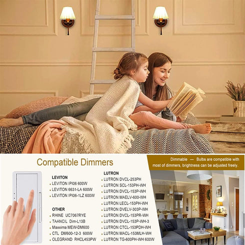Dimmable G16.5 Bulbs,6W E26 Bulbs,Warm 2700K,600lm,6W 60 Watt,G50 Bulb Bulb 6Pack. Leools LED Edison LED Light White