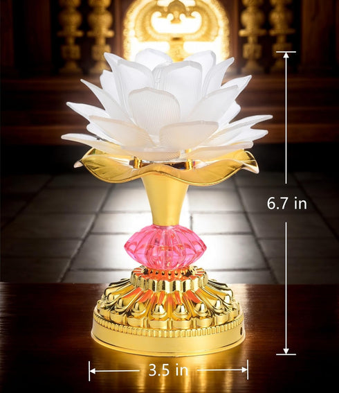 Omeet Colorful LED Lotus Buddhist Lamp, Gradient Buddha Light for Worship, Prayer and Display, Low Power Consumption